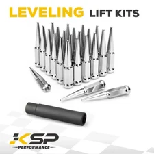 24 PCS 14x1.5 Spike Lug Nuts Chrome For Chevy Silverado Tahoe 4.4" Tall w/ Key