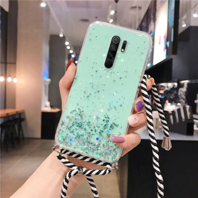 For Xiaomi 13T Redmi Note 12 11 Pro Lanyard Strap Bling Glitter Soft Case Cover