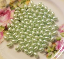 1,000 pcs Green Loose Artificial Plastic Pearls 6mm x 9mm Oval Rice Beads Crafts