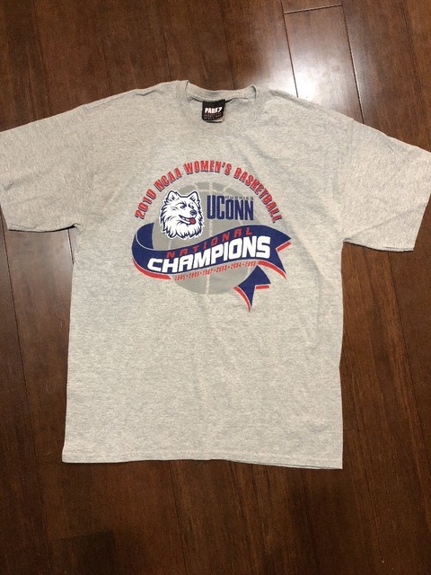 2010 NCAA National Champions UCONN Huskies Women's (L) T-Shirt Gray | eBay