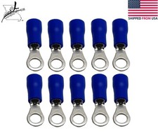 10x Blue 16-14 AWG Wire 8 Ring Terminal PVC Insulated Sleeve Crimp On Connector