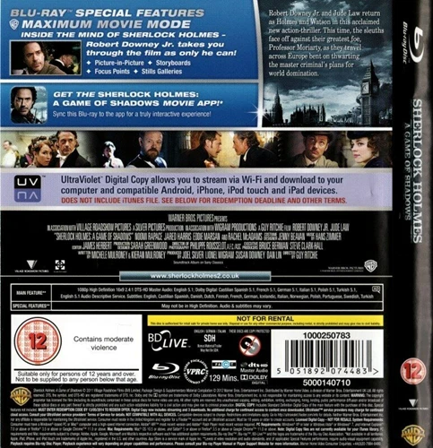 Sherlock Holmes: A Game of Shadows Blu-ray (2012) Robert Downey Jr. - Image 2 of 4