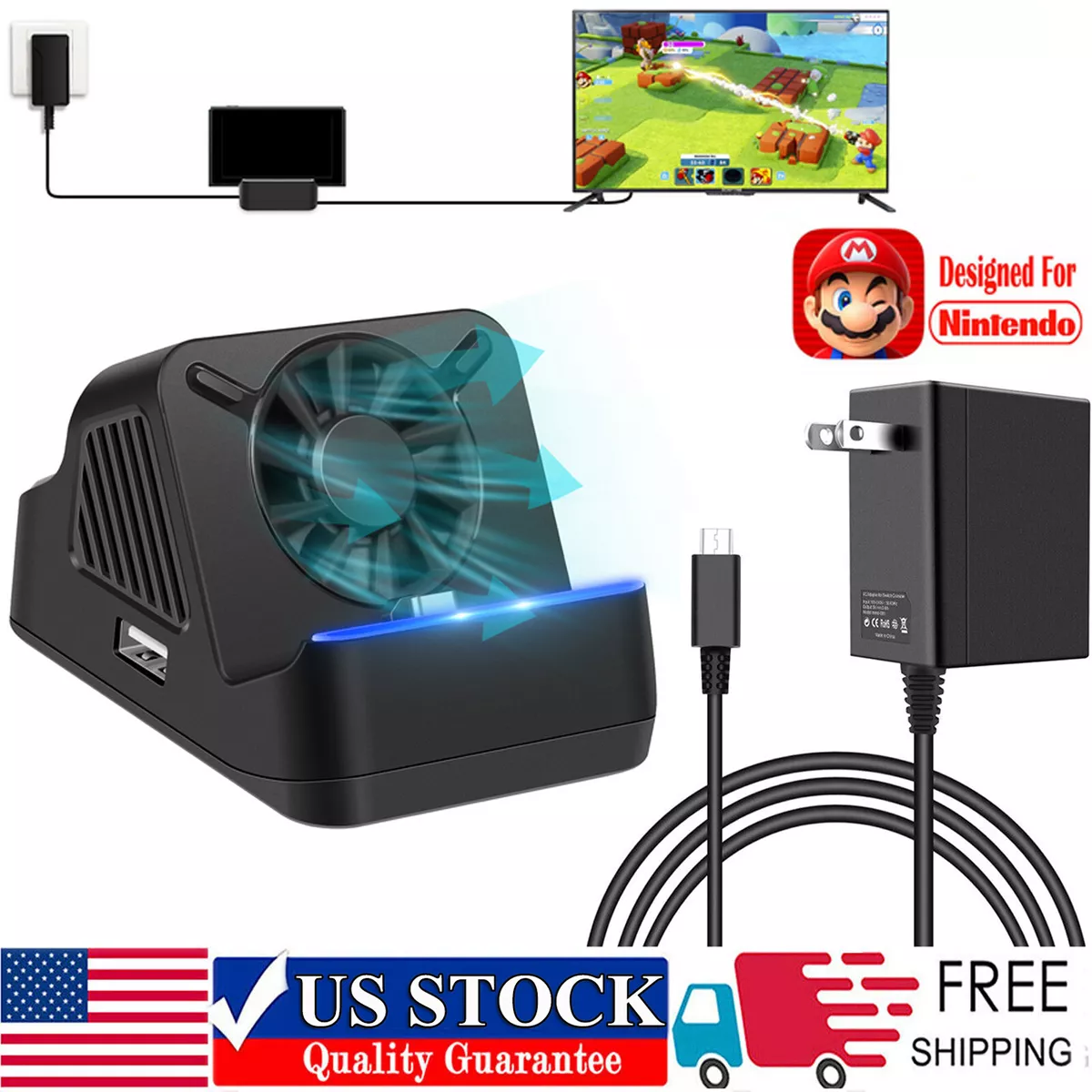 For Nintendo Switch Charging Dock Station TV Adapter HDMI/AC Charger Power  Cable