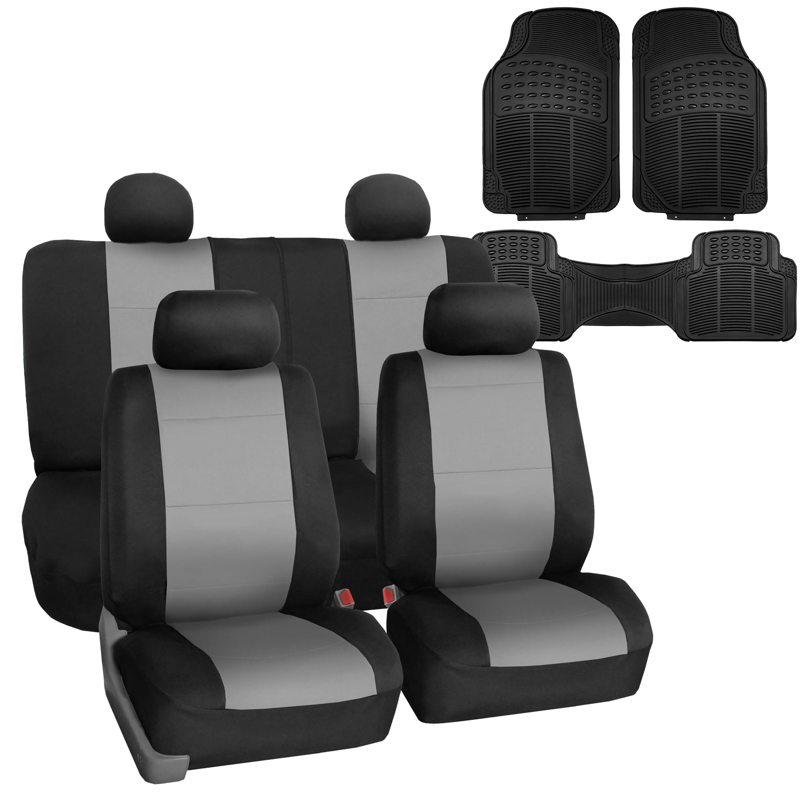 Neoprene Car Seat Covers Gray for Auto SUV CAR w/ Floor Mats