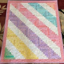 New Handmade Baby Girl Crib Quilt Multi Log Cabin