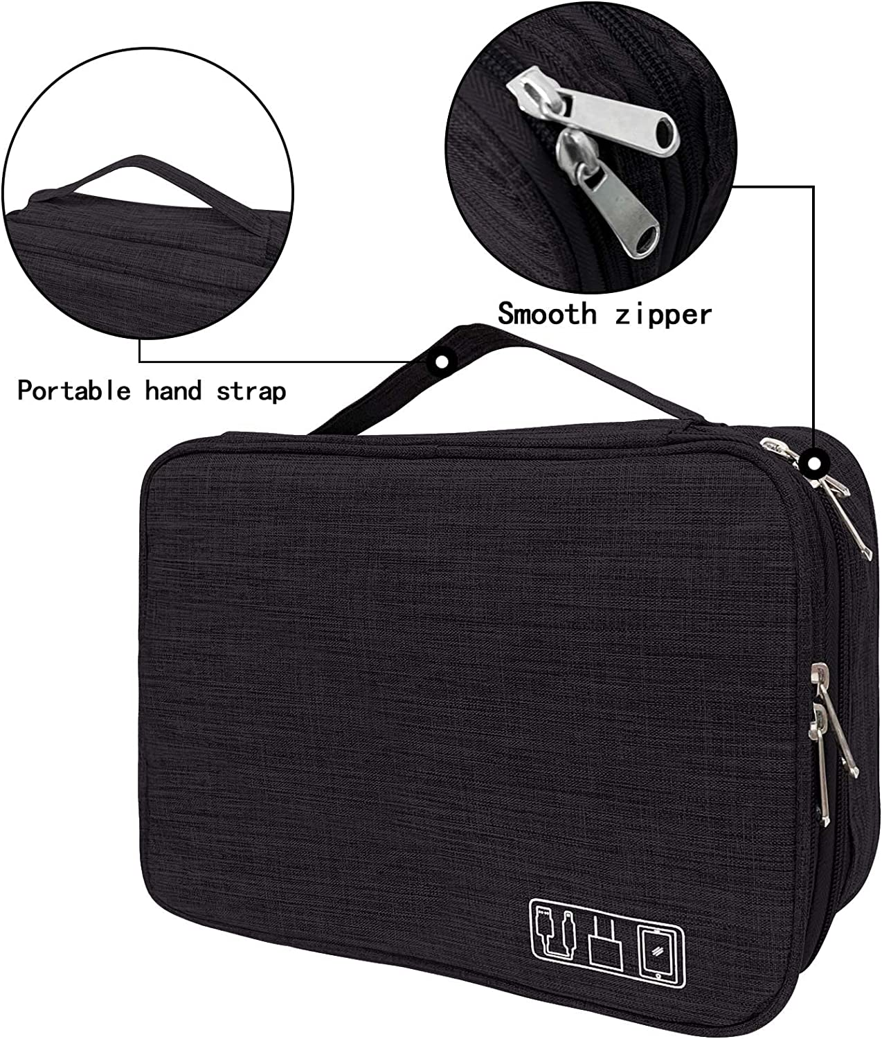 Electronic Organizer Bag Travel Cable Accessories Three Layer Large