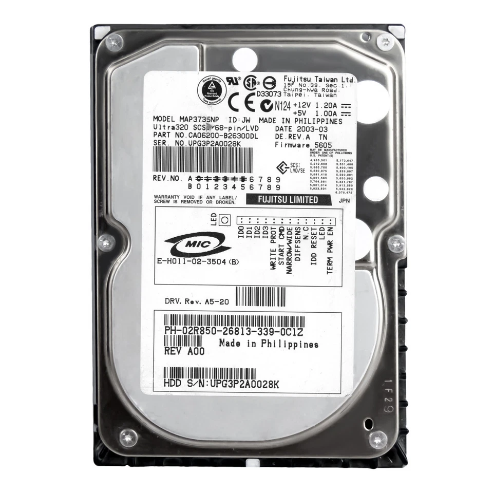 Disco Rigido Dell 02R850 MAP3735NP 73.5GB 10K 8MB ULTRA320 SCSI 3.5'' - Immagine 3 di 3