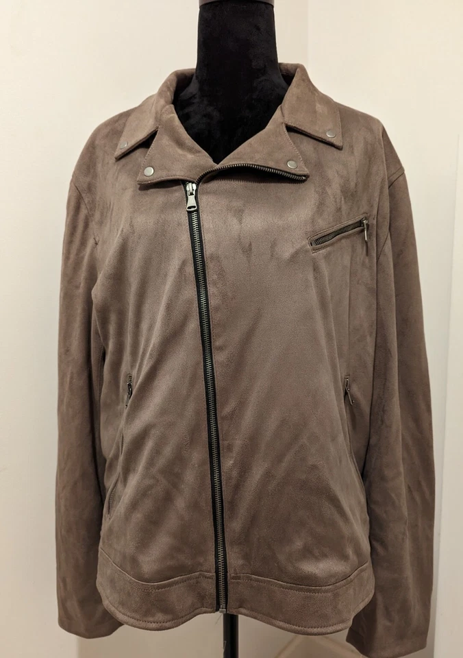 BRAND NEW INC International Concepts Mens Faux-Suede Jacket Dark Taupe Large NWT - Image 2 of 4