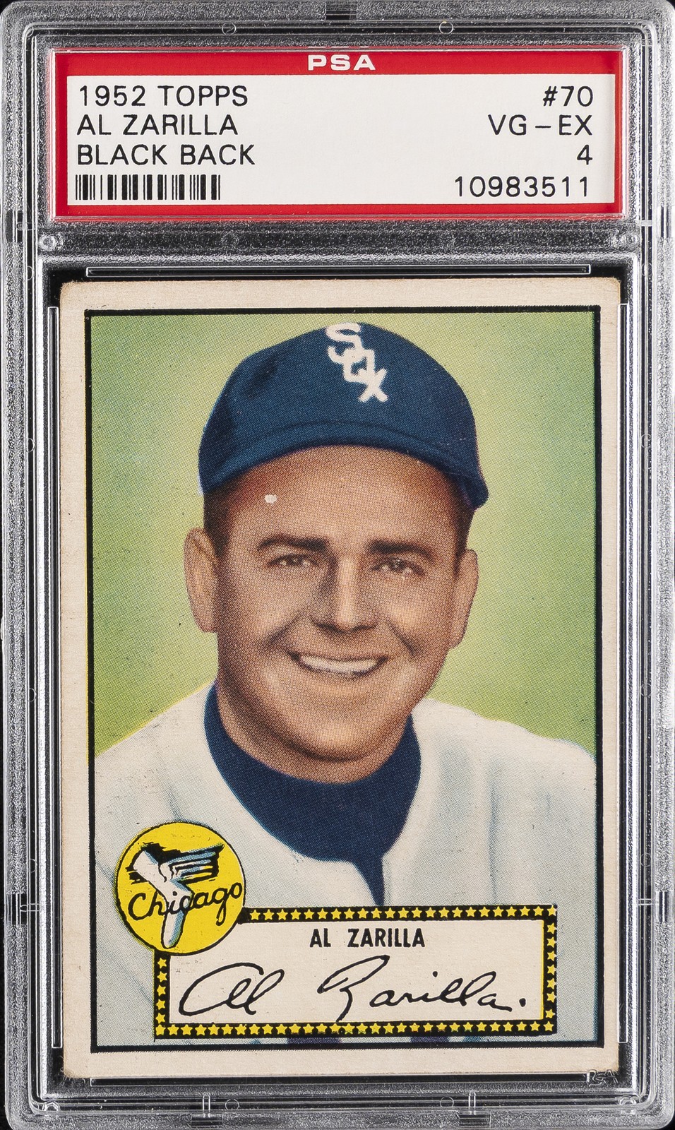 1952 TOPPS BLACK BACK #70 AL ZARILLA PSA 4
