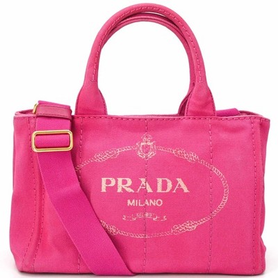 PRADA Canapa 28 Handbag Shoulder Bag Canvas Women's Pink 1BG439 GZl1guok