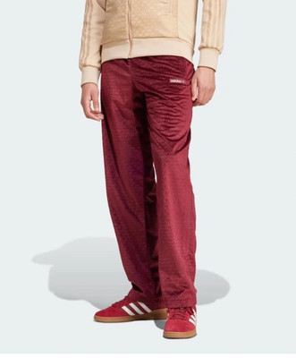 adidas Originals Monogram Velour Track Pants Burgundy Red Soft