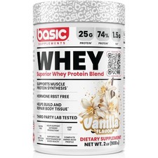 Basic Supplements Superior Whey Protein Blend Powder, Vanilla, 2lb, Exp. 12/27 13.00 per gallon