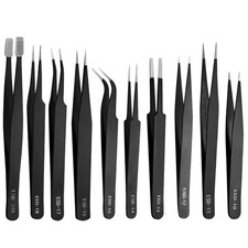 10 PCS Precision ESD Tweezers Set - Anti-Static Stainless Steel Tools Kit for...
