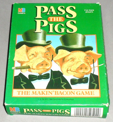 PASS THE PIGS MB Würfel Brettspiel Reise 1984 VERPACKT KOMPLETT TOP SELTEN RETRO