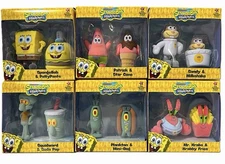 Lot of 6 SpongeBob Squarepants 2.25" Flocked Figures 2 Pack 2025 Nickelodeon NEW