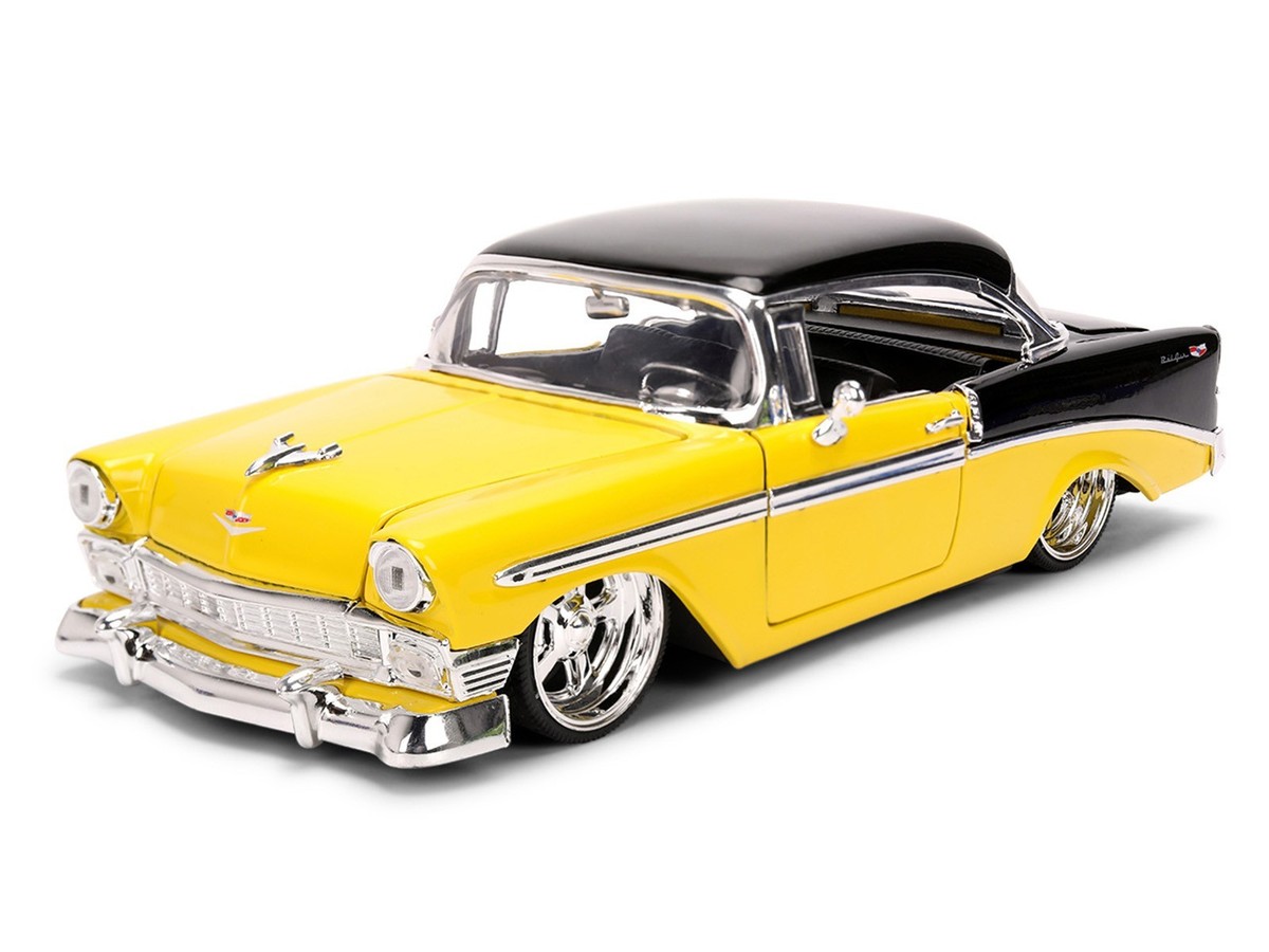 1956 CHEVROLET BEL AIR YELLOW & BLACK 1/24 DIECAST MODEL CAR BY
