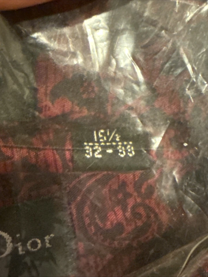 NUEVA Camisa de Vestir Christian Dior Para Hombres Blanca con Puños Franceses Talla 15.5 32/33 ALGODÓN Foto 4 de 4