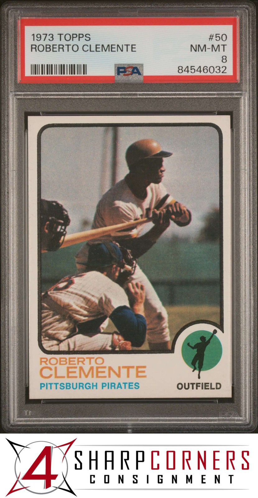 1973 TOPPS #50 ROBERTO CLEMENTE PIRATES HOF PSA 8