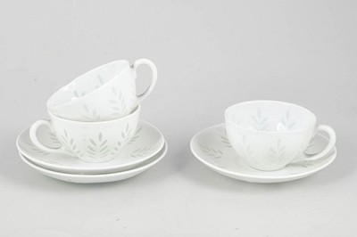 Friedl Holzer-Kjellberg for Arabia. Set of three mocha cups with saucers. 1970s.