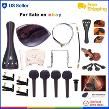 Full Size Ebony Violin Accessories Kit Bridge Tailpiece Tuning Pegs Endpin