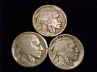 1926-P VG, 1926-D AG, and 1927-P VG Buffalo Nickels, a (3) Three Coin Lot.