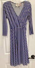 Leota New York Navy/White Abstract Jersey Faux Wrap Dress Women’s Small