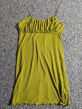 Urban Outfitters Emma Ribbed Mini Dress Size Large Khaki Bodycon Lettuce Hem