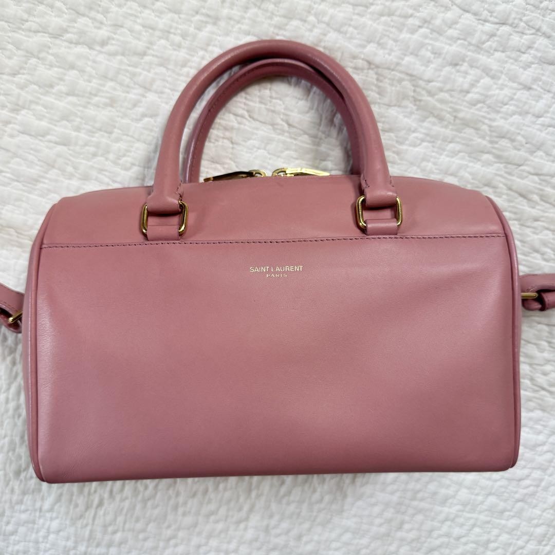 SAINT LAURENT Borsa a tracolla YSL Baby Duffle 2 vie ferramenta oro rosa 22 5 cm x 15 cm pelle usata