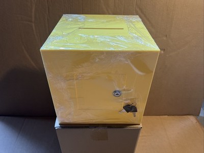 (8) Yellow Acrylic Locking Donation, Ballot, Suggestion Box 10x10x10