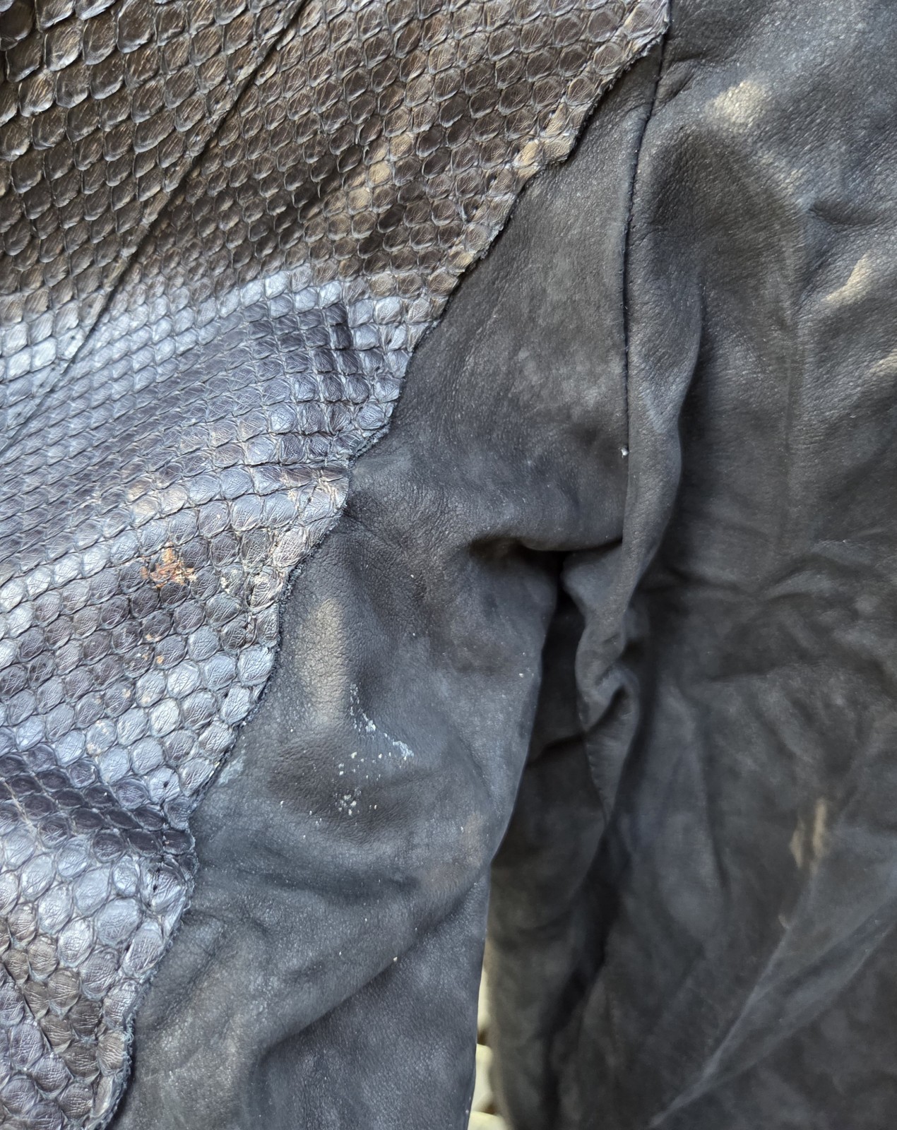 Raw 7 Men Full Zip Python Suede Jacket Size XL Bl… - image 9