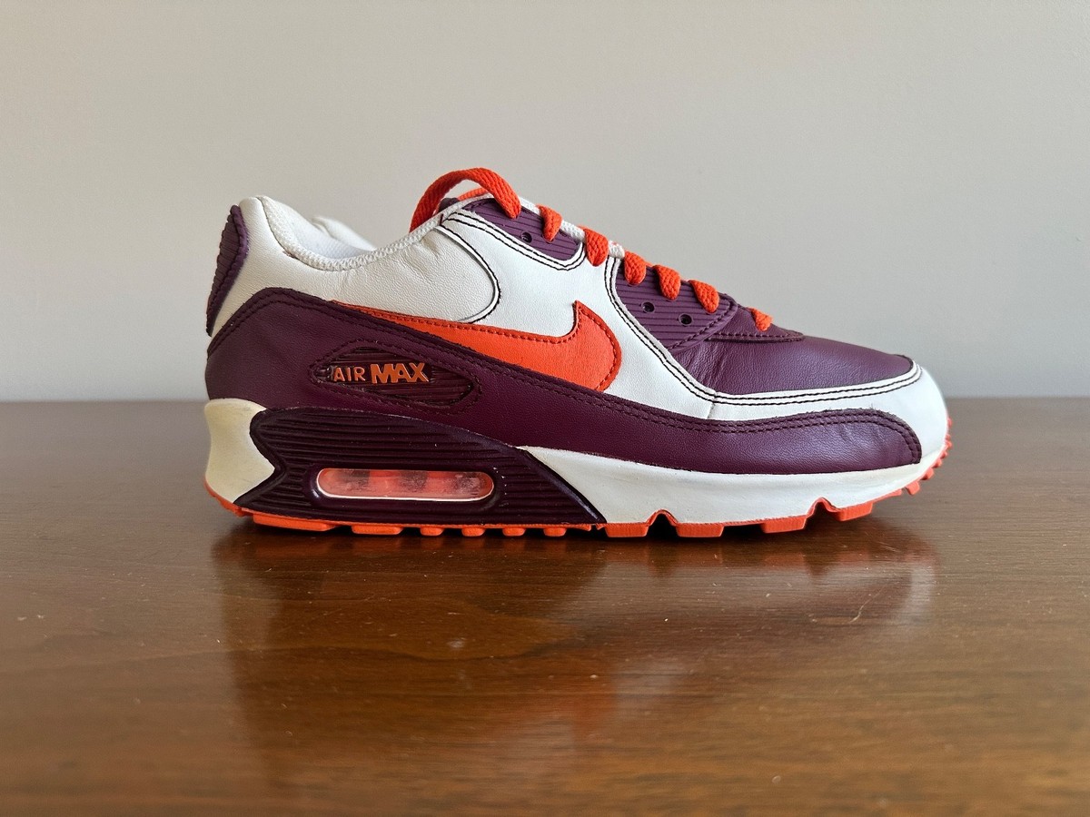 2007 NIKE AIR MAX 90 LEATHER SAIL ORANGE BLAZE DEEP GARNET SIZE