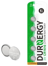 DURNERGY CR1616 Battery for Car Remote, Key Fob, Watch, 3v 5pack