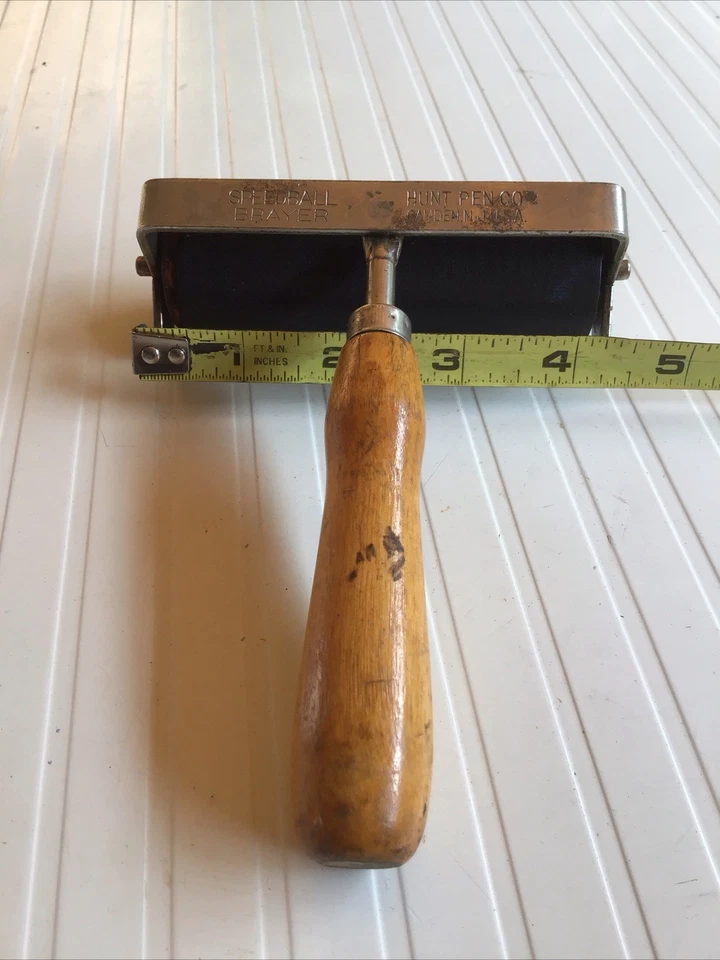 Vintage Brayer Speedball Roller Soft Rubber Wood Handle HUNT PEN CO CAMDEN,NJ 4” - Image 2 of 4