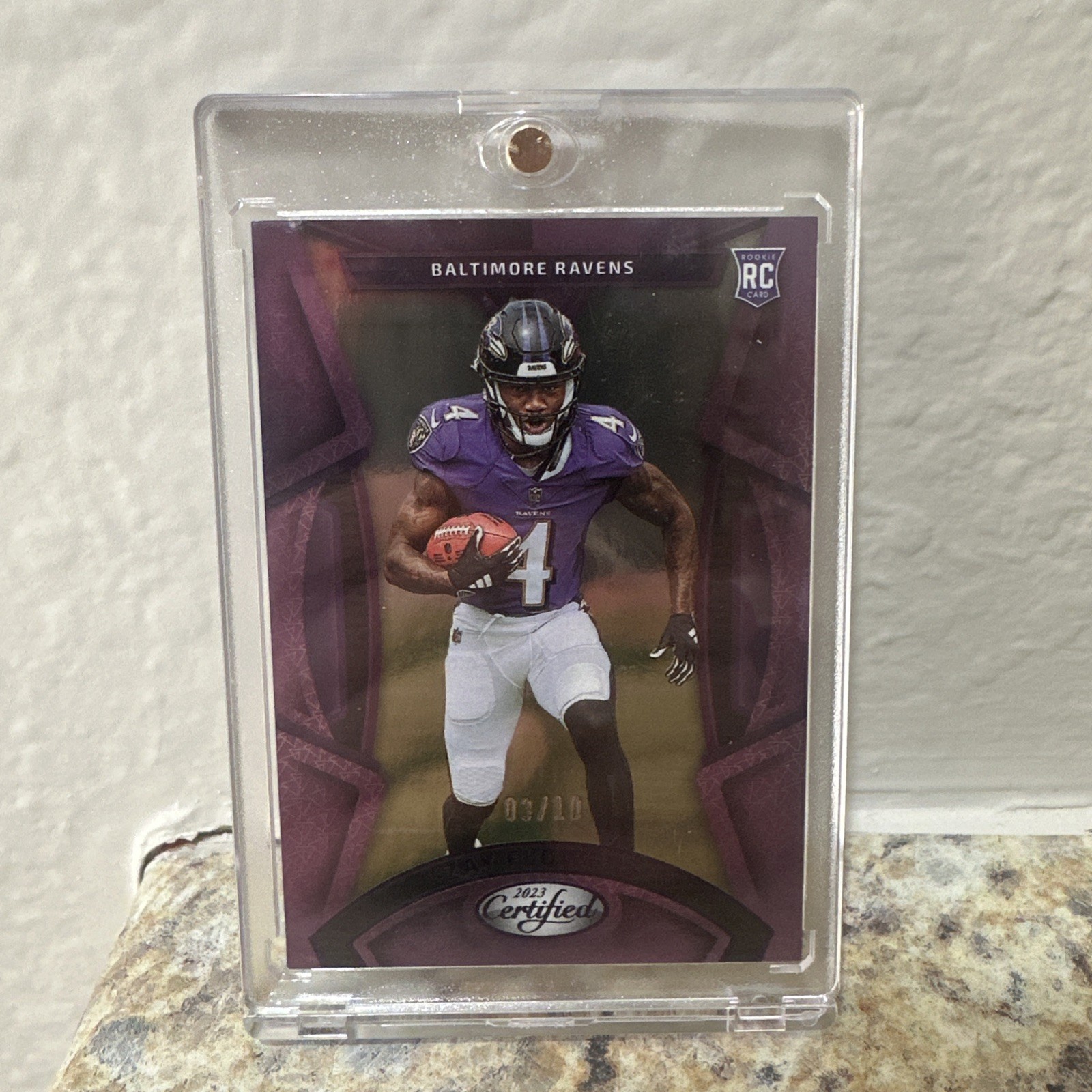 2023 Panini Certified - Rookies Zay Flowers #185 Mirror Purple /10 (RC)