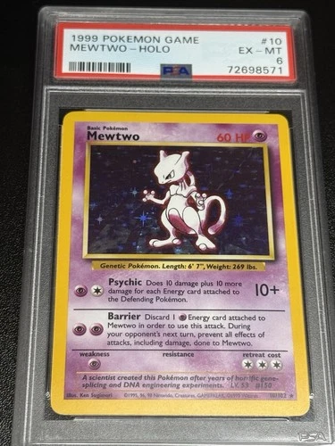 1999 Pokemon Base Set Unlimited Holo #10 Mewtwo PSA 6