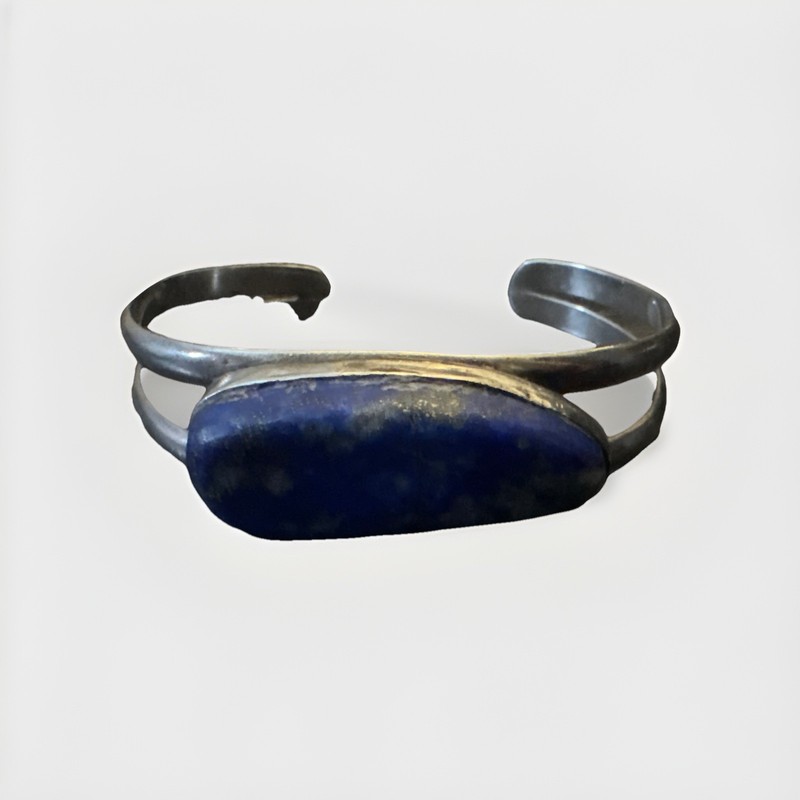 Vintage Lapiz Lazuli Silver Bracelet Cuff