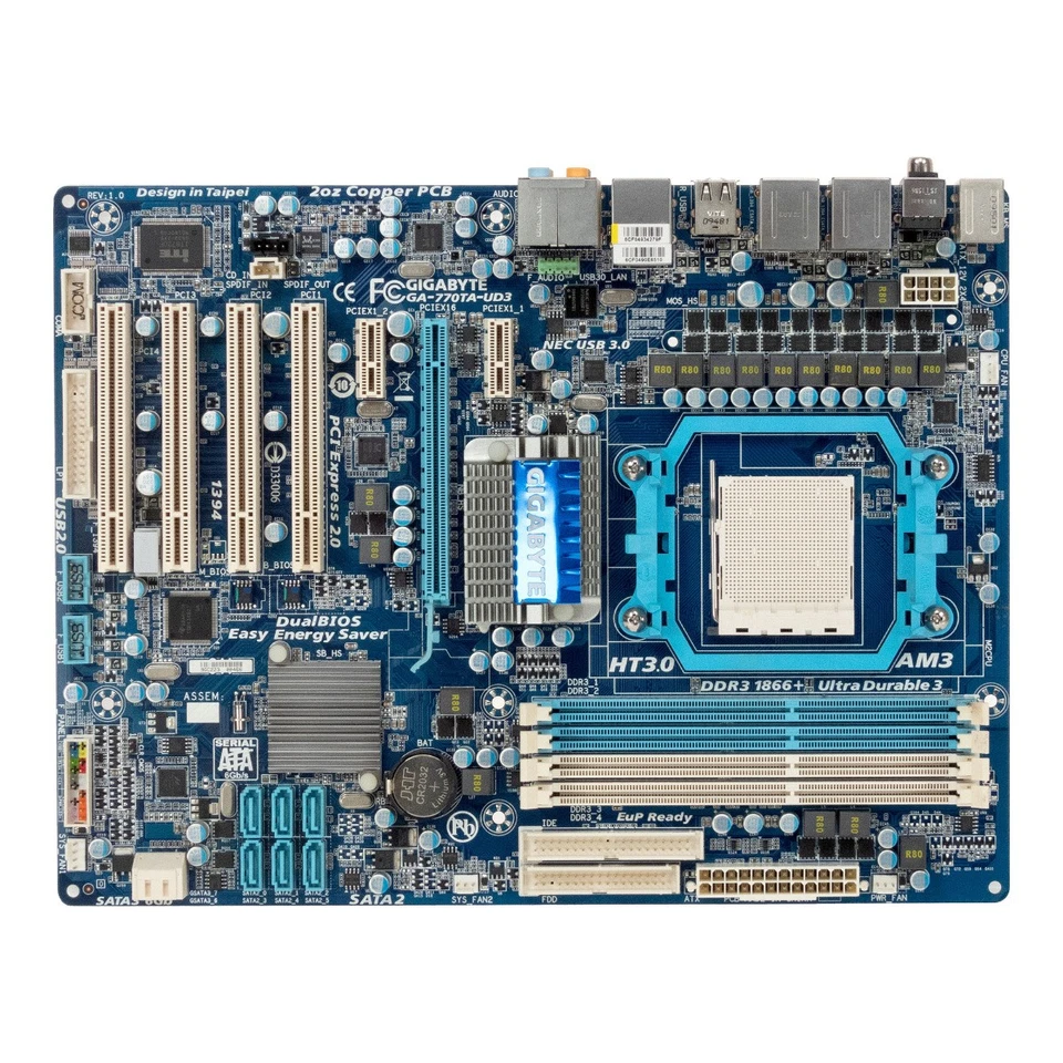 Scheda Madre GIGABYTE GA-770TA-UD3 SOCKET AM3 DDR3 PCIe PCI ATX - Immagine 2 di 3