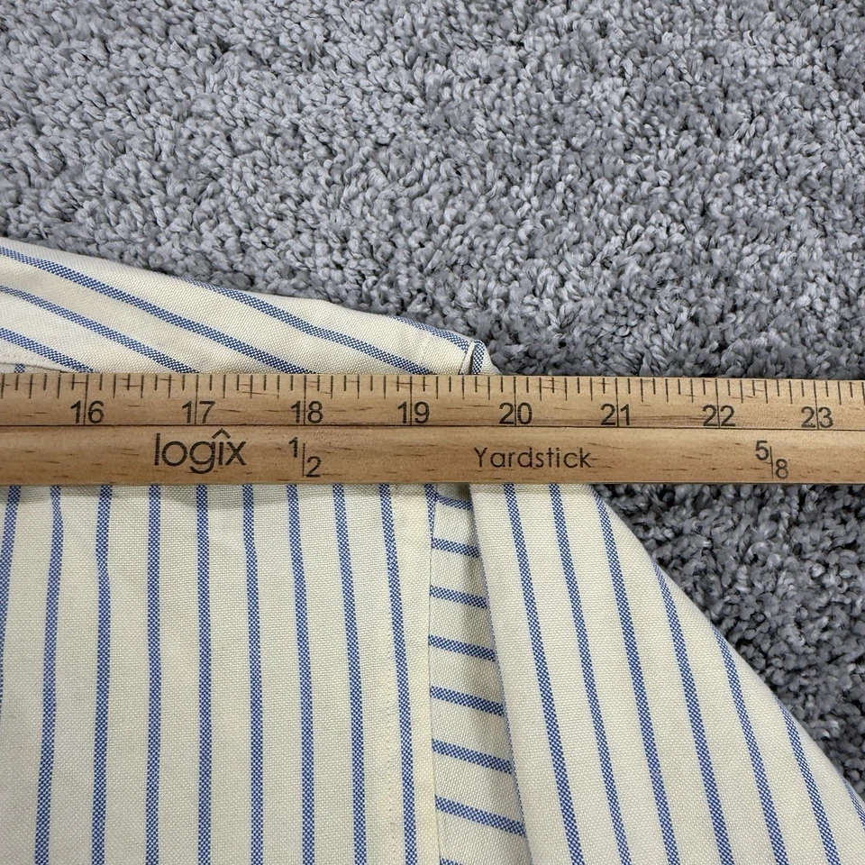 LL Bean Shirt Men’s 17.5-34 Yellow/Blue Striped Vintage Made In USA Long Sleeve - Image 3 of 4