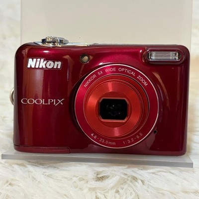 Nikon COOLPIX L30 Kompakt Digitalkamera Metallic Rot Top Zustand