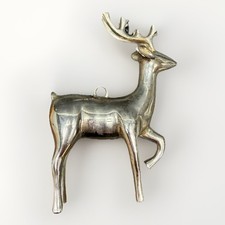 Metal Reindeer Ornament Silver Tone Hanging Deer Christmas Decor