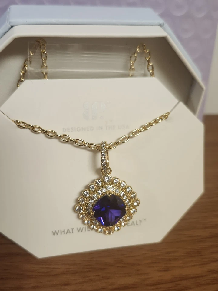 Collar Bomb Party OG NK94147 'Where Dreams Go' topacio púrpura circonita cúbica chapado en oro Foto 3 de 4