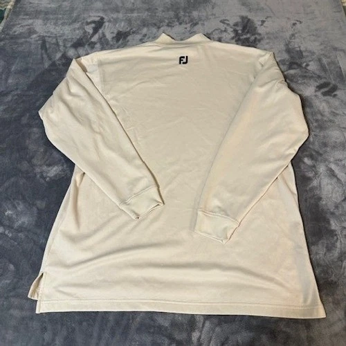 Мужской пуловер FootJoy XL бежевый с ложным вырезом длинным рукавом для гольфа с логотипом FJ - Изображение 3 из 4