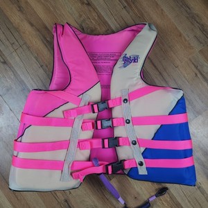 VTG Kawasaki Jet Ski Life Jacket Adult XL Pink Blue Water Ski Boating Vest 90s