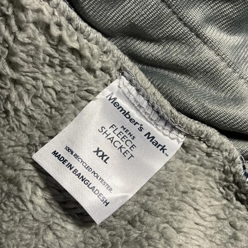 NWT Members Mark Fleece Sherpa Shacket Jacket Plaid Blue Workwear Pockets 2XL image 16