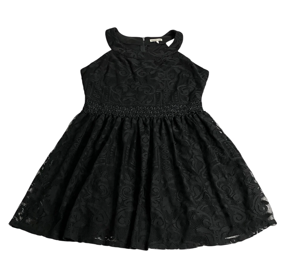 Винтажный Charlotte Russe мини-платье XL черный крючком кружева с бретелью через шею готики Y2K 90-х - Изображение 3 из 4