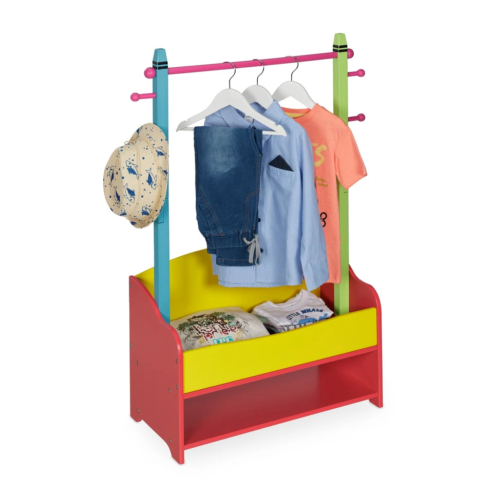 Kleiderständer kinder  Stehende Kleiderstange Bunter Kleiderhaken bunt robust - Bild 1 von 4