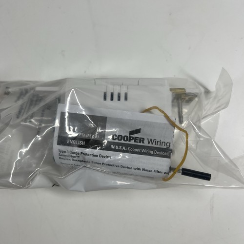 Cooper Duplex 15A 125V AC SurgeBloc Receptacle White w/ Audible Alarm 1208W NEW - Picture 4 of 9