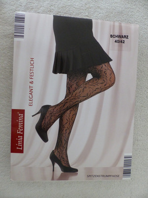 Linia Femina sexy gemusterte Nylons Feinstrumpfhose Gr. 40-42 schwarz OVP