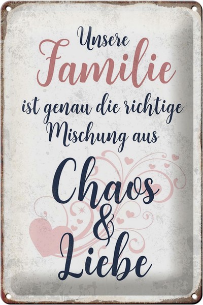 Schild Blech 20X30Cm - Made In Germany - Spruch Unsere Familie Metall Deko Blech-image