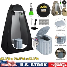 Portable Camping Toilet with Pop-Up Privacy Tent Outdoor Folding Camp Bathroom